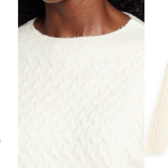 TOPSHOP Cable Stitch Crop Sweater In Ivory NWT - Picture 13 of 15